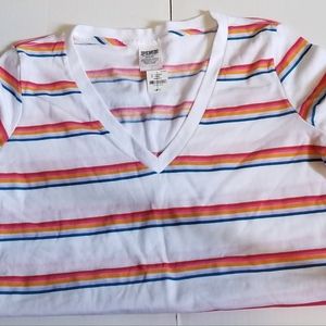 Women's PINK Short Sleeve Striped Top NWT Size M